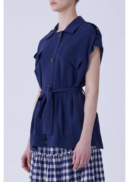 Cep Detaylı Kemerli Kadın Yelek Lacivert Y2117002_015 modelleri