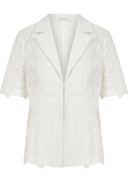 İşlemeli Kadın Ceket Beyaz Y2216033_002