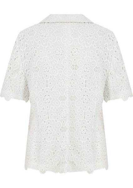 İşlemeli Kadın Ceket Beyaz Y2216033_002