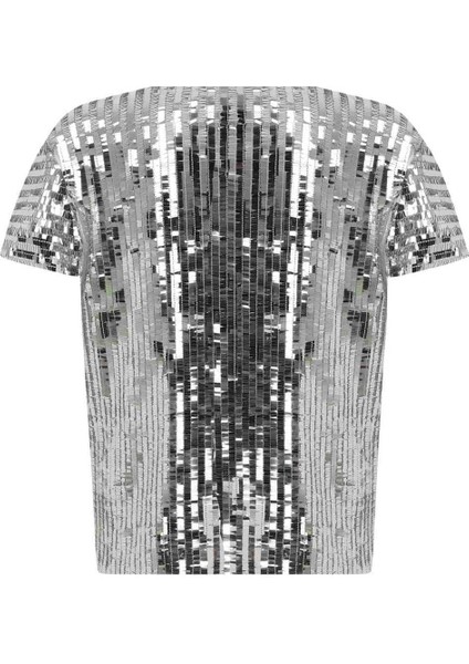 Kısa Kollu V Yakalı Kadın Ceket Gümüş Y2216035_078