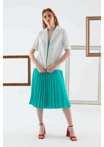 İşlemeli Kadın Ceket Beyaz Y2216033_002