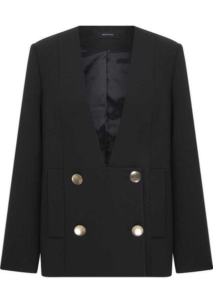 Gold Düğmeli Ceket Siyah K2336003_001