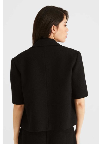 Kısa Kollu Düğmeli Kadın Ceket Siyah Y2216031_001 fiyatları