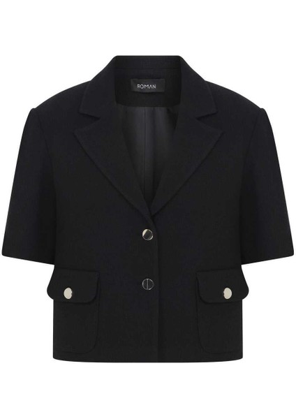 Kısa Kollu Düğmeli Kadın Ceket Siyah Y2216031_001 fırsatları