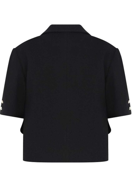 Kısa Kollu Düğmeli Kadın Ceket Siyah Y2216031_001 indirimleri