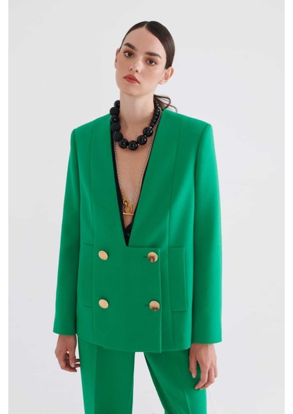 Gold Düğmeli Ceket Yeşil K2336003_012