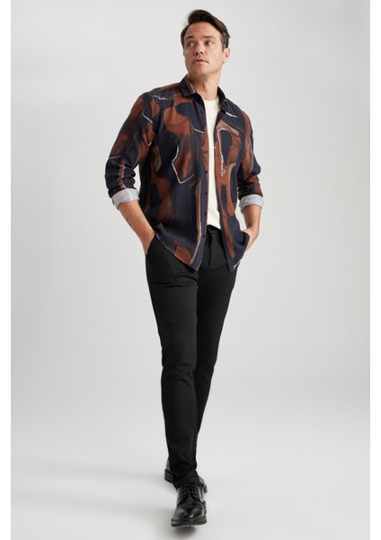 Regular Fit Desenli Pamuklu Uzun Kollu Gömlek Z8153AZ23SP