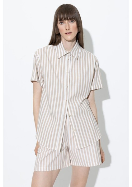 Oversize Fit Kısa Kollu %100 Pamuk Gömlek A6393AX23SM