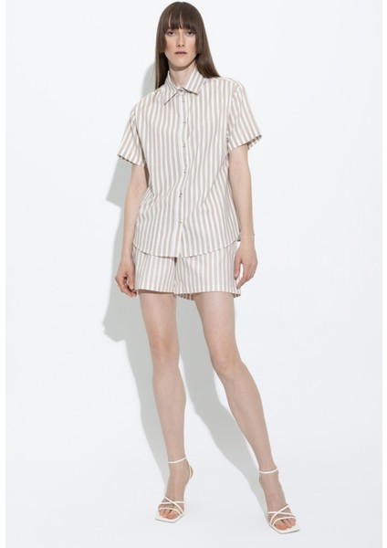 Oversize Fit Kısa Kollu %100 Pamuk Gömlek A6393AX23SM