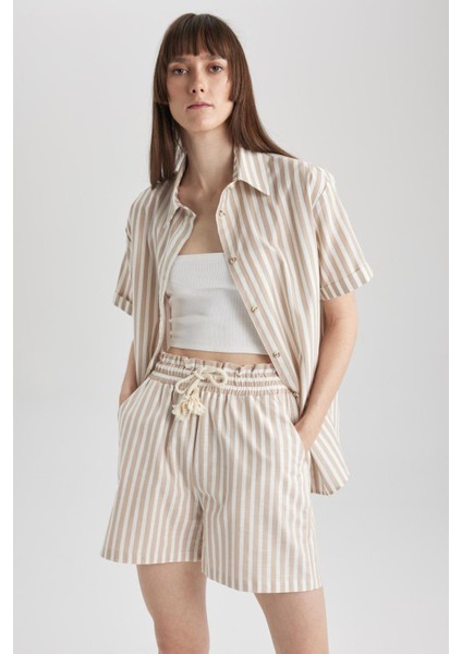 Oversize Fit Kısa Kollu %100 Pamuk Gömlek A6393AX23SM