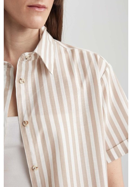 Oversize Fit Kısa Kollu %100 Pamuk Gömlek A6393AX23SM
