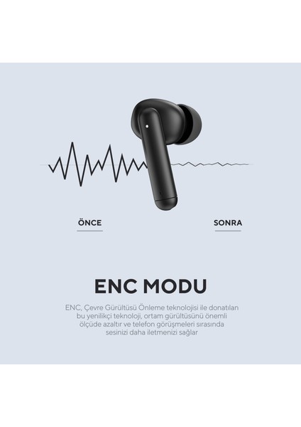 TruePods Siyah TWS IPX4 Bluetooth Kulaklık