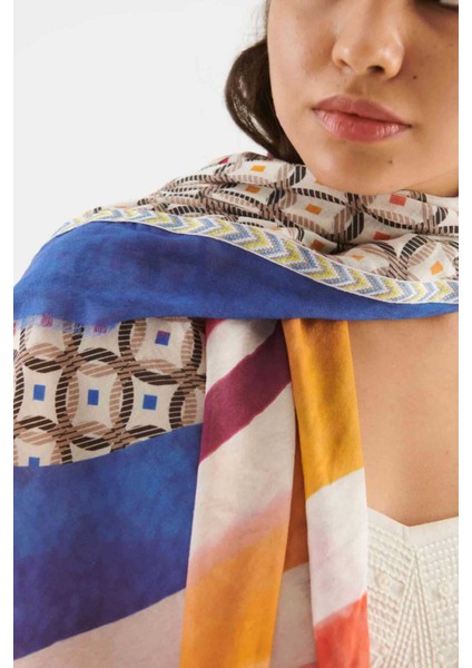 Çok Renkli Desenli Kadın Şal Standart Renk Y2284101_089 fiyatları