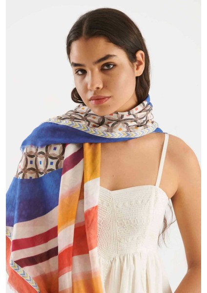 Çok Renkli Desenli Kadın Şal Standart Renk Y2284101_089 modelleri