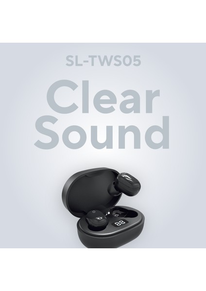 SL-TWS05 Siyah Mobil Telefon Uyumlu Bluetooth TWS Mikrofonlu Kulaklık