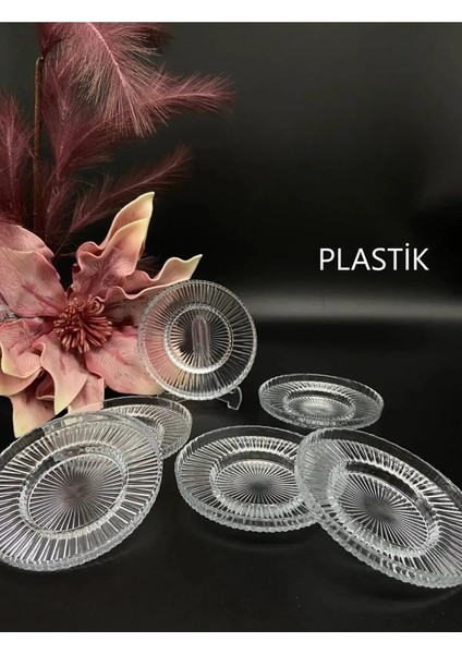 6 Lı Plastik Cam Çay Tabağı