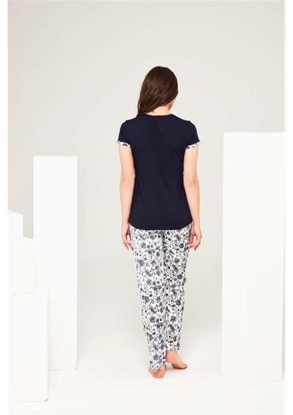 3699 Kadın 3 Düğmeli Pijama Takım