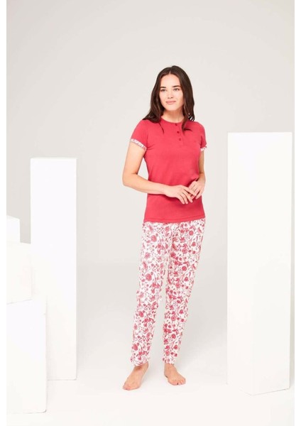 3699 Kadın 3 Düğmeli Pijama Takım