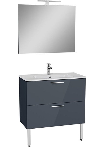 Banyo Mobilyası Seti, Antrasit, 80 cm, Ayaklı, Çekmecelicontent_copy