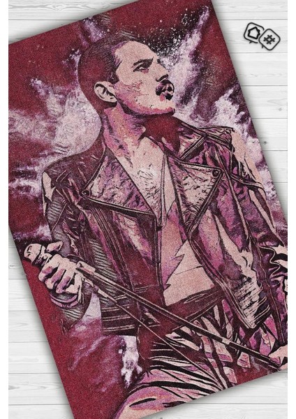 Freddie Mercury Renkli Müzisyen Halı Müzsik Severe Hediyelik Halı Geometrik Müzisyen Halı fiyatları