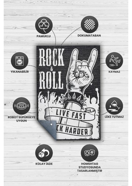 Hızlı Yaşa Daha Fazla Salla Renkli Müzisyen Halı Müzsik Severe Hediyelik Halı Rock Halısı fırsatları