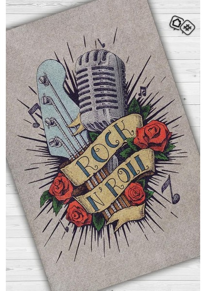 Rock & Roll Renkli Müzisyen Halı Müzsik Severe Hediyelik Halı Rock Halısı fiyatları