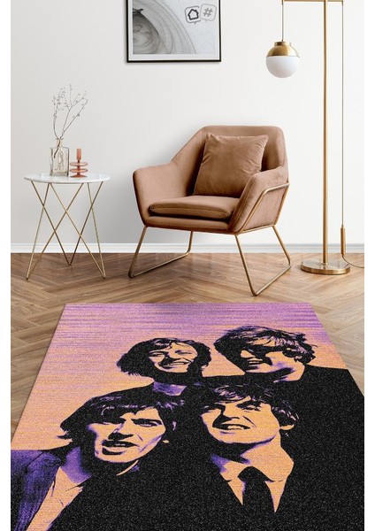 The Beatles Stones Çok Renkli Müzisyen Halısı Dokuma Tabanlı Müzisyene Hediye Halı