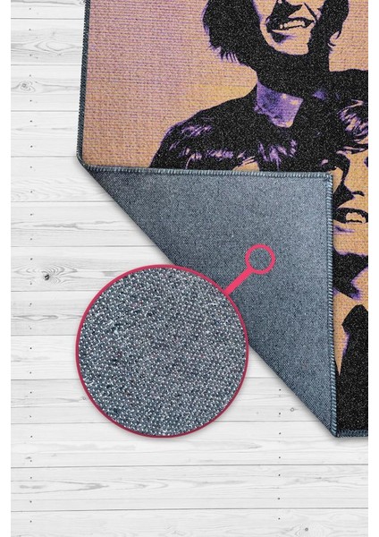 The Beatles Stones Çok Renkli Müzisyen Halısı Dokuma Tabanlı Müzisyene Hediye Halı modelleri