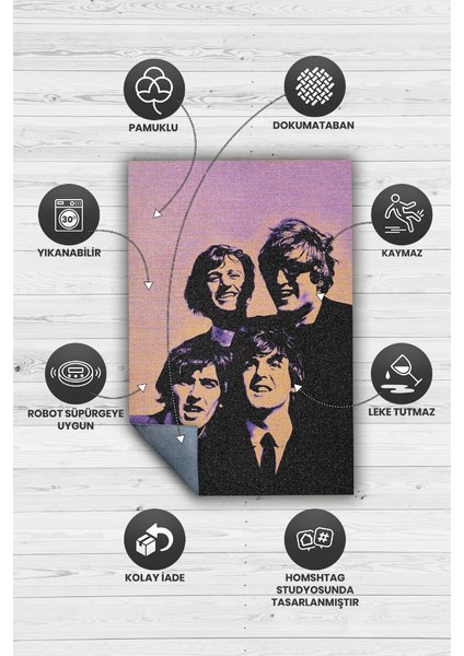 The Beatles Stones Çok Renkli Müzisyen Halısı Dokuma Tabanlı Müzisyene Hediye Halı fırsatları