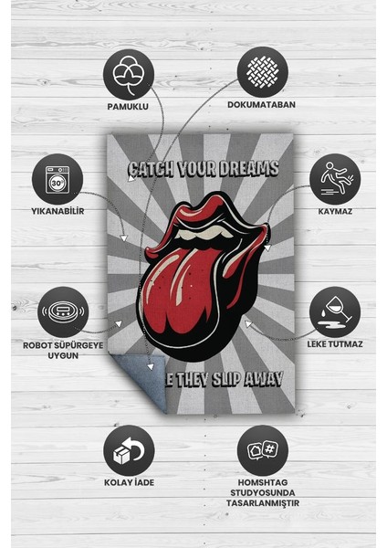 The Rolling Stones Çok Renkli Müzisyen Halısı Dokuma Geometrik Hediyelik Müzik Sever Halısı fırsatları