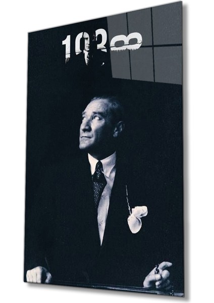 Atatürk Cam Tablo 72X46 Renkli