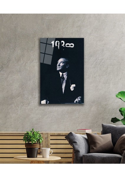 Atatürk Cam Tablo 72X46 Renkli