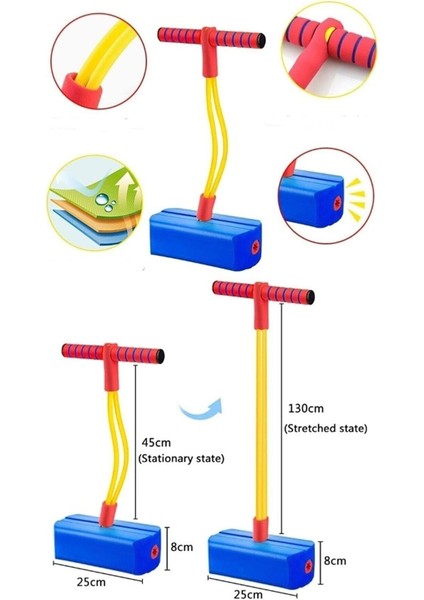 Çocuklar Için Atlama Zıplama Oyuncağı Boy Uzatıcı Eğitici Fiziksel ve Zihinsel Geliştirici Spor Oyuncağı Lastikli Uzayan ve Ses Çıkaran