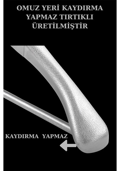 5 Adet A-Kalite Gümüş Kaplama Plastik Ceket Askısı Kıyafet Askısı Takım Elbise Askısı