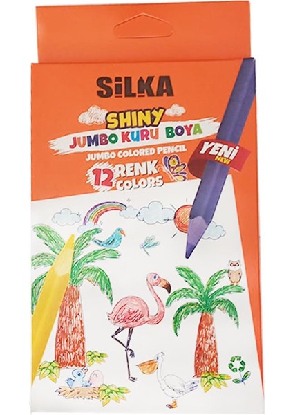 Kuru Boya Jumbo 12 Renk  Tam Boy 1 Paket Jumbo Kuru Boya Kalemi 12'li Üçgen Kolay Kullanım Canlı Renkler