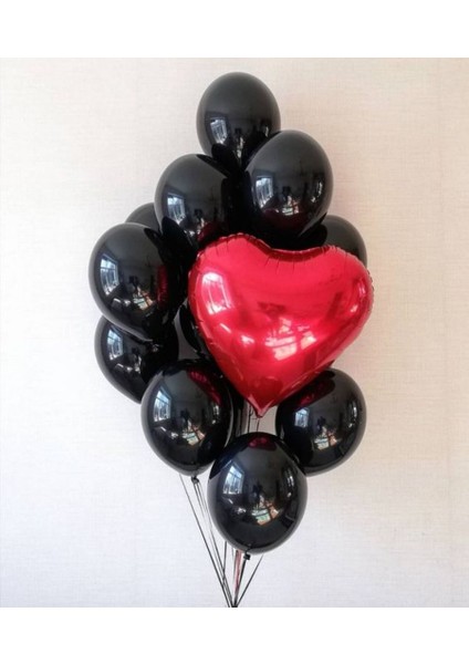Sevgililer Günü Balon Kırmızı Kap Folyo Balon ve Siyah Balon Konsept