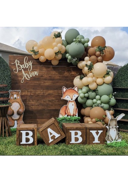 Pastel Küf Yeşili Karamel ve Sütlü Kahve Balon Zinciri 100 Adet
