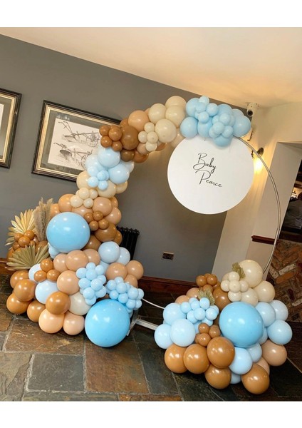 Pastel Karamel Ten Rengi ve Makaron Mavi Balon Zinciri 100 Adet