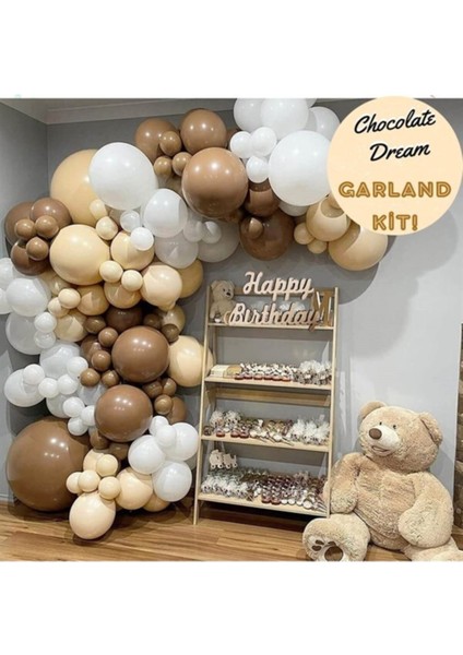 Pastel Çikolata Kahve Tonlar Zincir Balon Seti