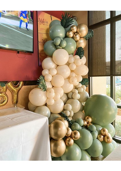 Krom Gold Küf Yeşili Sütlü Kahve Balon Zinciri 100 Adet
