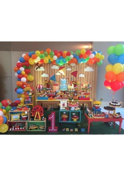 100 Adet Doğum Günü Konsept Metalik Balon ve Balon Zinciri Bahar Partileri Süslemeler