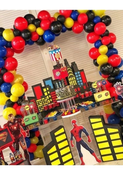 Spiderman Konsept Doğum Günü Balon ve Balon Zinciri Örümcek Adam