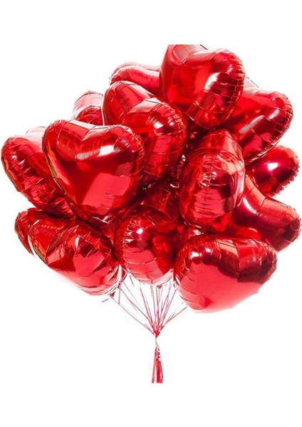 Sevgililer Günü Kalp Folyo Balon 40 cm 10 Adet Kalp Folyo Balon Seti