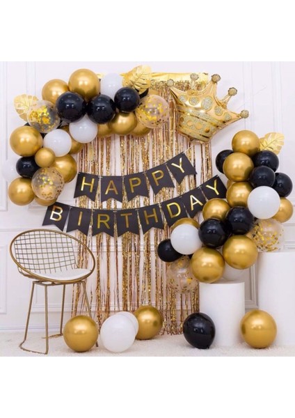 Happy Birthday Gold Balon Set