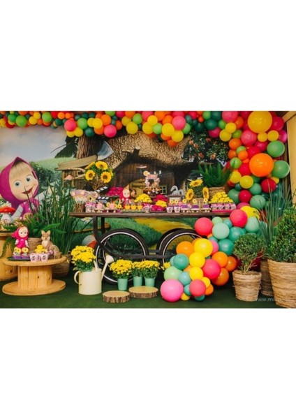 100 Adet Sarı-Pembe-Fuşya-Yeşil-Turuncu-Mavi Metalik Balon ve Balon Zinciri Konsept Balon Parti