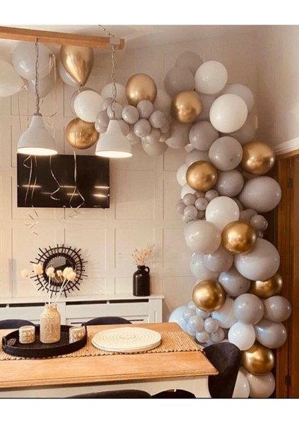 Krom Gold Gri Beyaz Balon Zinciri 100 Adet