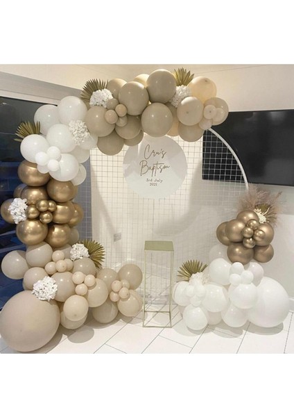 Krom Gold Beyaz ve Taş Rengi Balon Zinciri 100 Adet