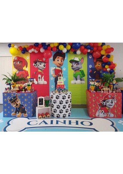 100 Adet Paw Patrol Konsept Metalik Balon ve Balon Zinciri