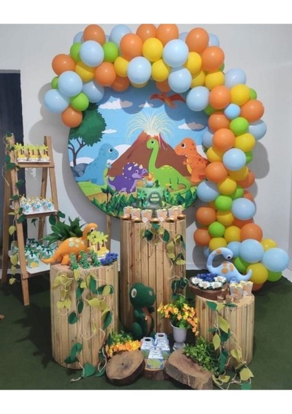 100 Adet Dinozor Konsept Metalik Balon ve Balon Zinciri Parti Doğum Günü Konseptleri