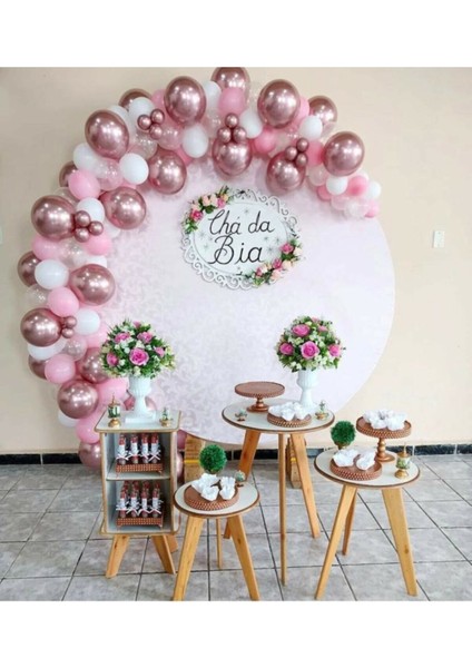 Krom Pembe Pastel Balonlar Balon Zinciri